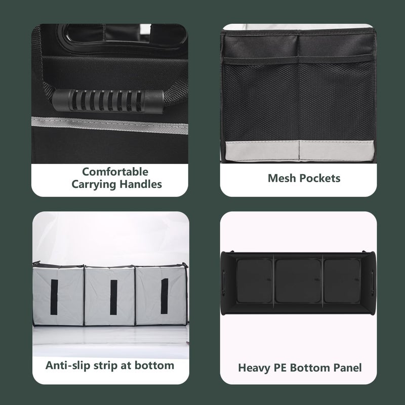 AOPHY Trunk Organizer for Car, 95L Large Capacity Storage with Non-Slip Bottom Strips and 2 Retractable Straps, Cargo Organizer for Suv, Truck, Sedan, Waterproof Portable Car Organizers for Women Men - Image 3
